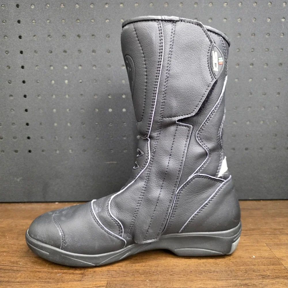 Sidi Touring Motorcycle Boots Mens 7.5 Black Leather Mesh Road